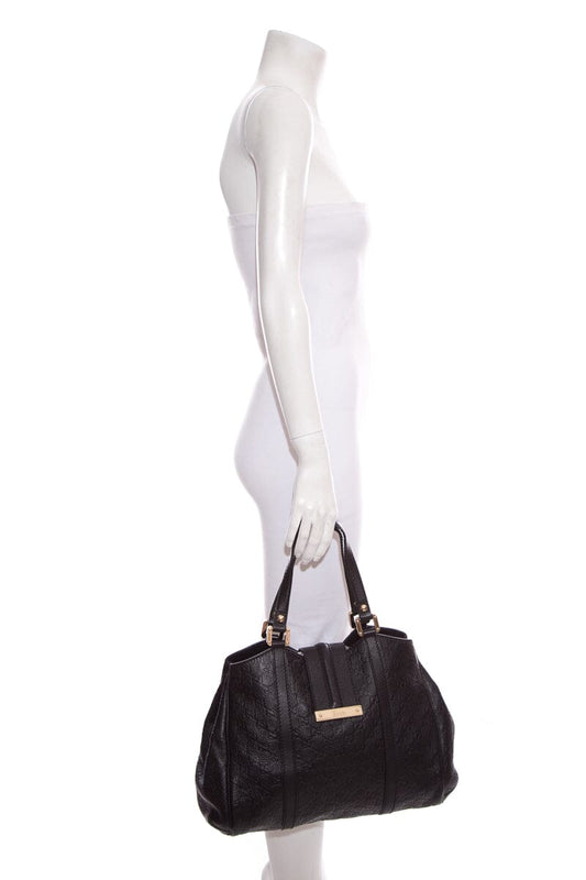 Gucci Guccissima Black Leather Shoulder Bag Style 1