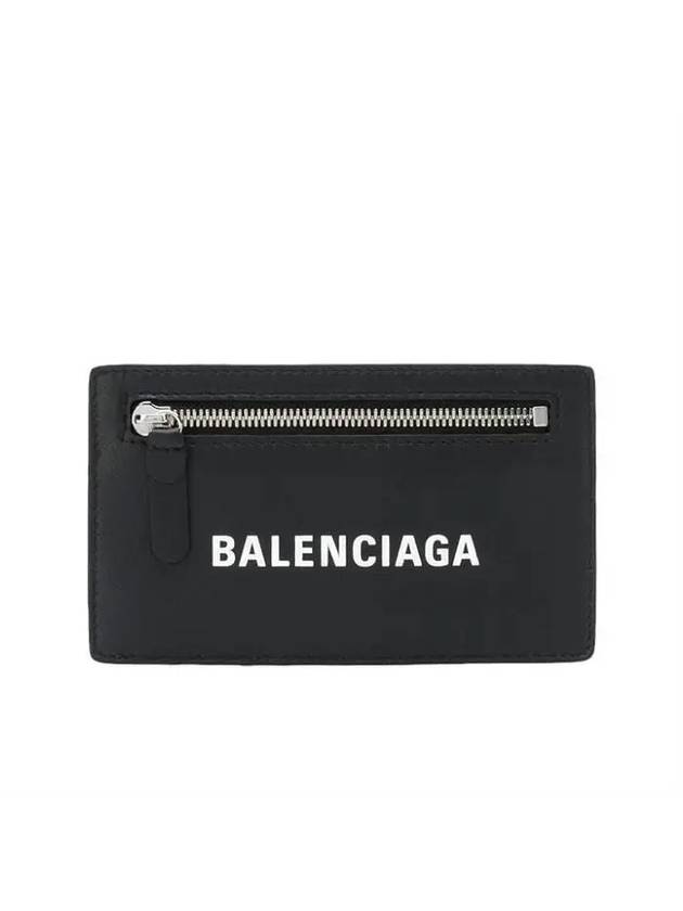 Luxury Balenciaga Trending 2026 Logo Leather Card Wallet Black