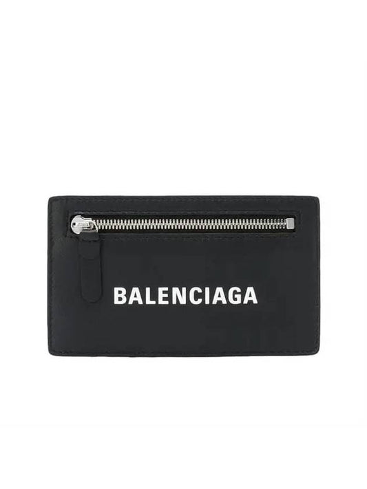 Luxury Balenciaga Trending 2026 Logo Leather Card Wallet Black