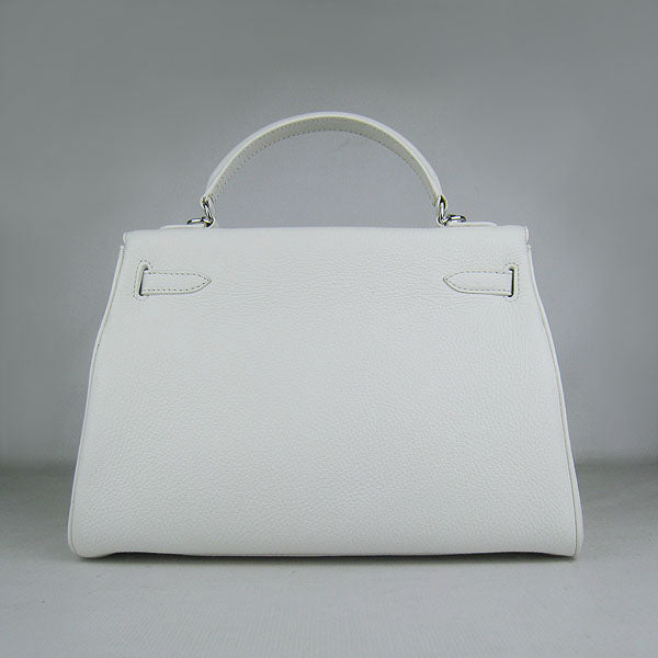 Luxury Hermes Kelly 32cm Togo Leather Handbag 6108 White Silver