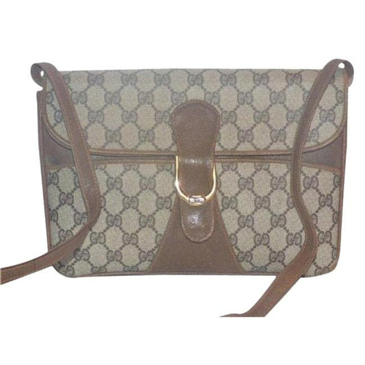 Gucci Envelope Leather Canvas Shoulder Bag