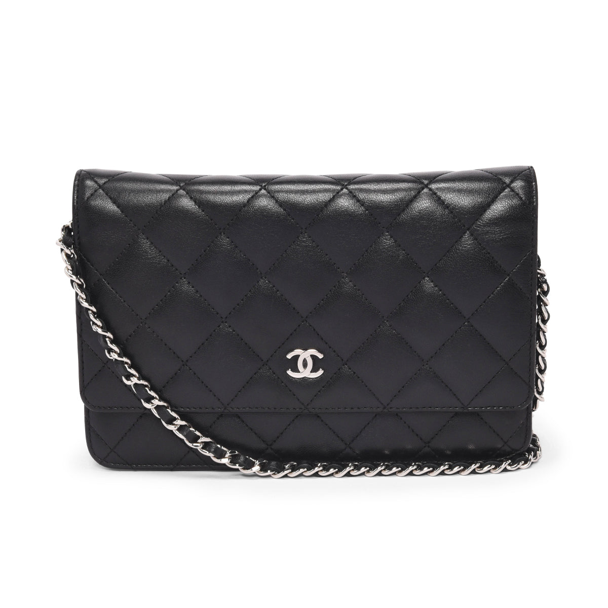 Chanel Black Quilted Lambskin Classic Wallet on Chain Crossbody