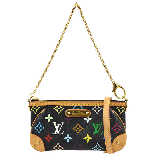Louis Vuitton 2010 Multicolor Black Pochette Milla MM Handbag M60097