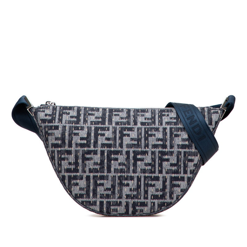 Fendi Melon Small Zucca Canvas Leather Shoulder Bag