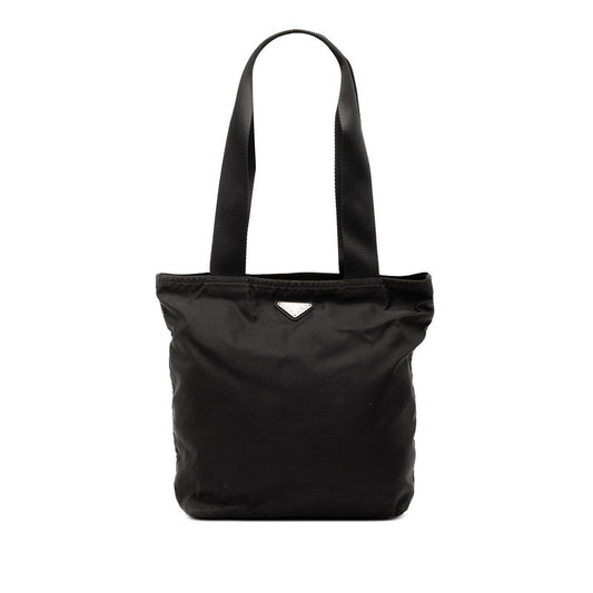 Prada Triangle Logo Plate Nylon Tote Bag