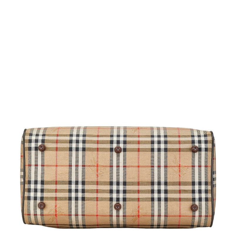Burberry Nova Check Shadow Horse Canvas Leather Boston Bag