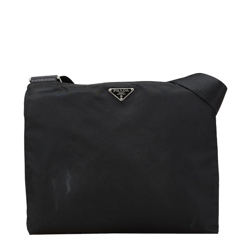 Prada Triangle Logo Plate Nylon Shoulder Bag