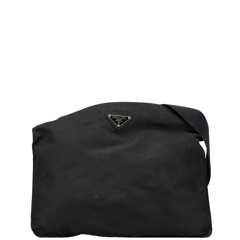 Prada Triangle Logo Plate Nylon Shoulder Bag