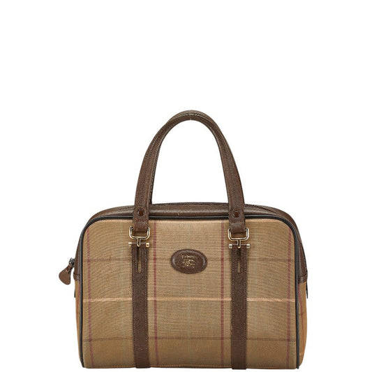 Burberry Shadow Horse Check Canvas Leather Handbag