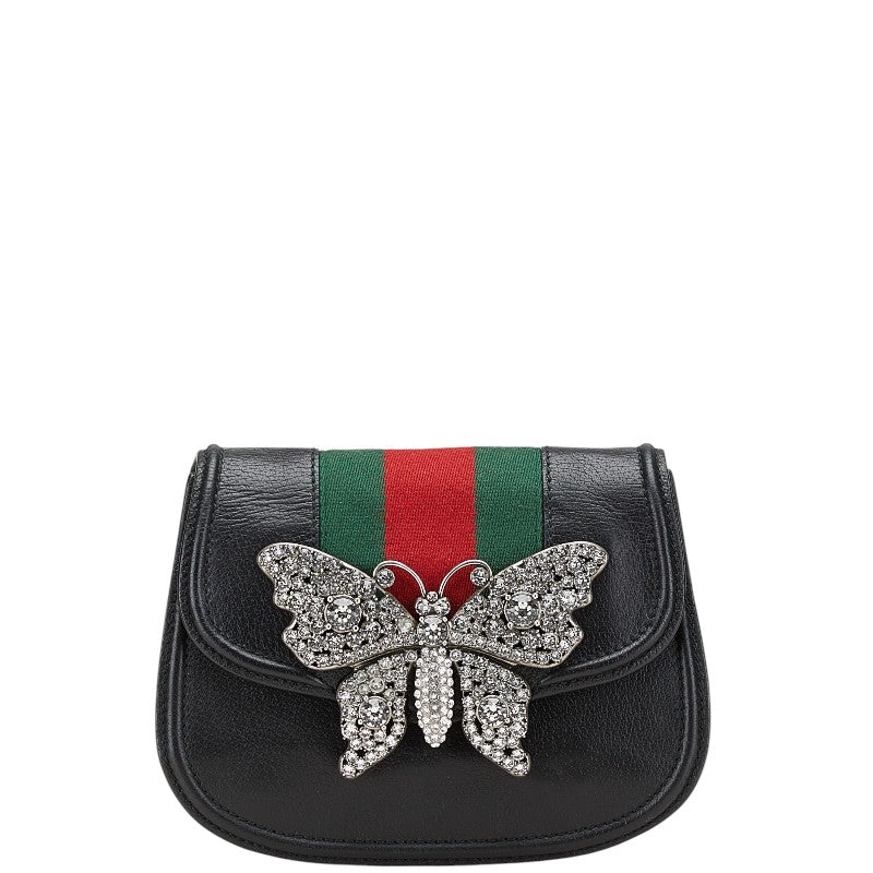 Gucci Totem Butterfly Shearling Leather Shoulder Bag