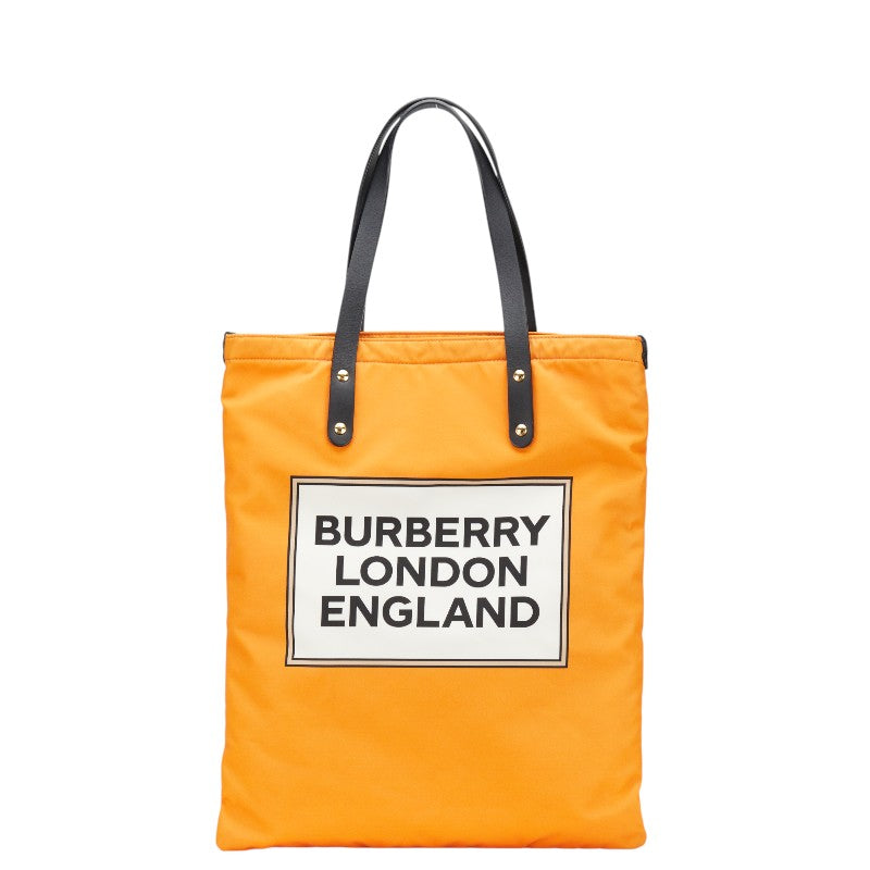 Burberry Logo Nylon Leather Tote Bag
