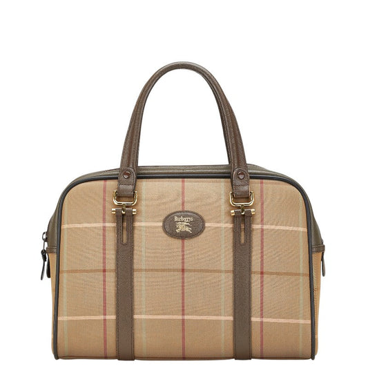 Burberry Check Canvas Leather Handbag