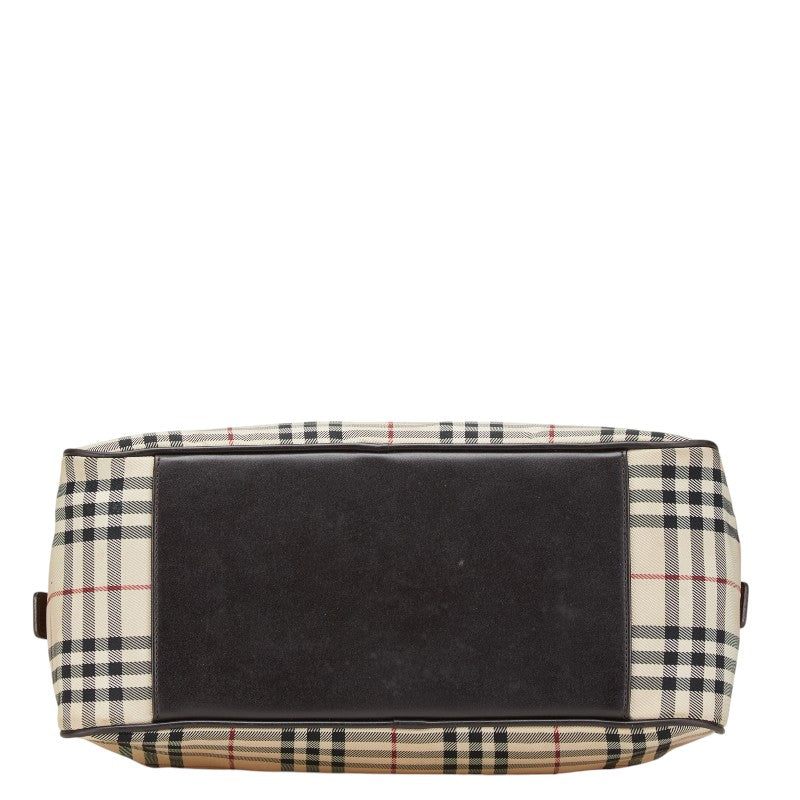 Burberry Nova Check Canvas Leather Handbag