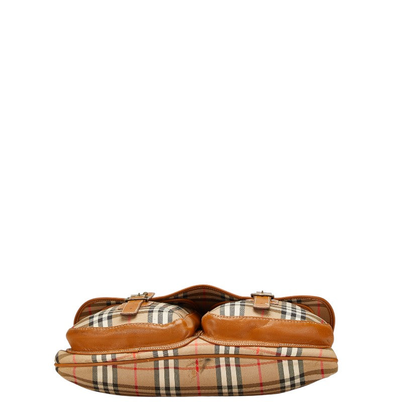 Burberry Nova Check Shadow Horse Canvas Leather Shoulder Bag