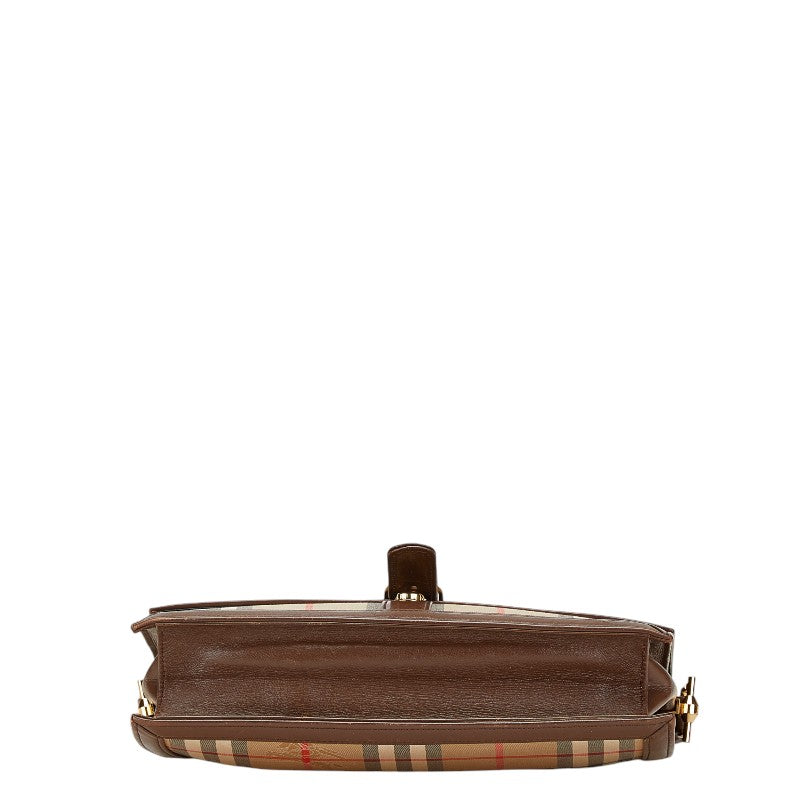 Burberry Shadow Horse Nova Check Canvas Leather Shoulder Bag