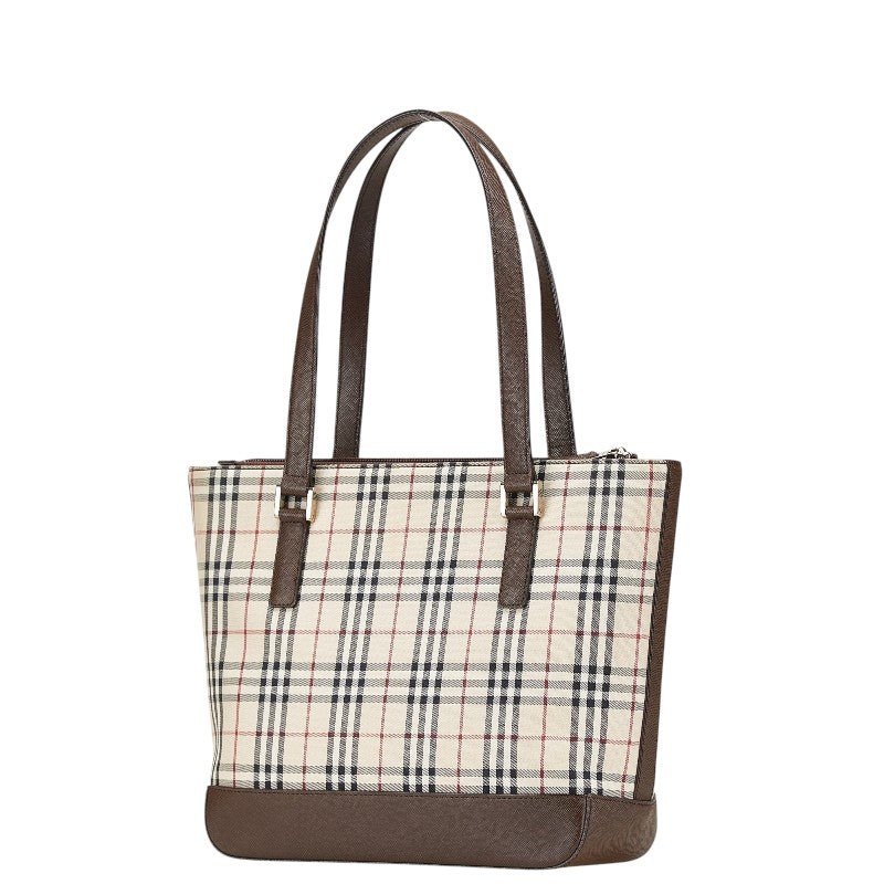 Burberry Nova Check Canvas Leather Tote Bag