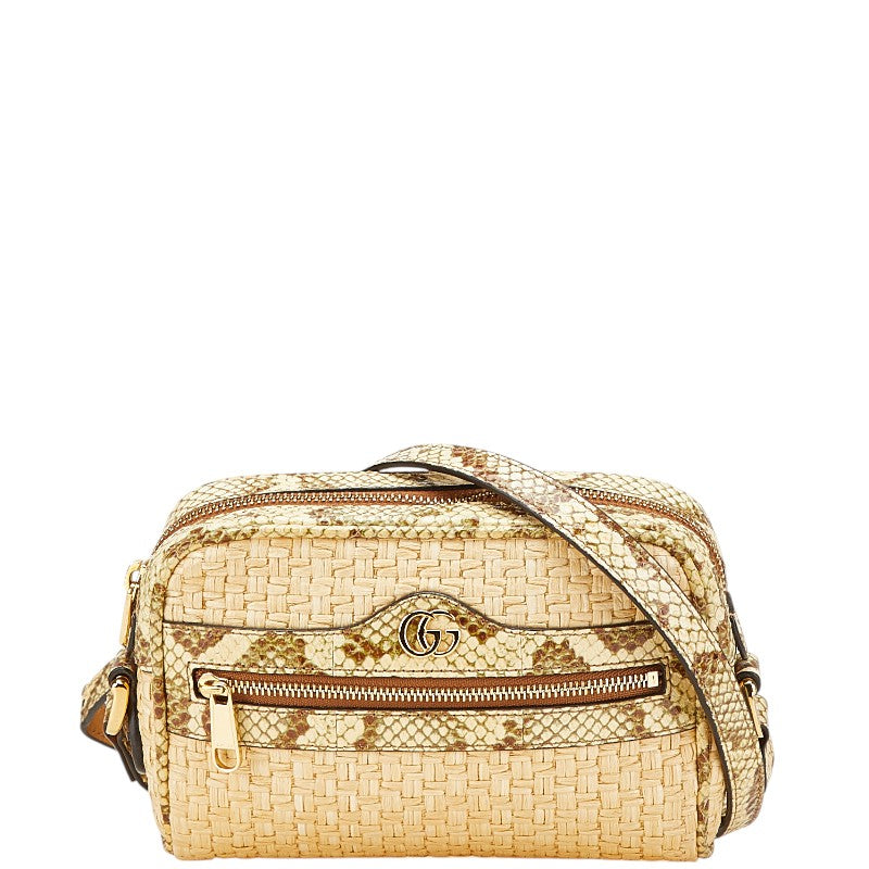 Gucci GG Marmont Raffia Python Shoulder Bag
