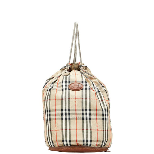 Burberry Shadow Horse Nova Check Cotton Leather Shoulder Bag