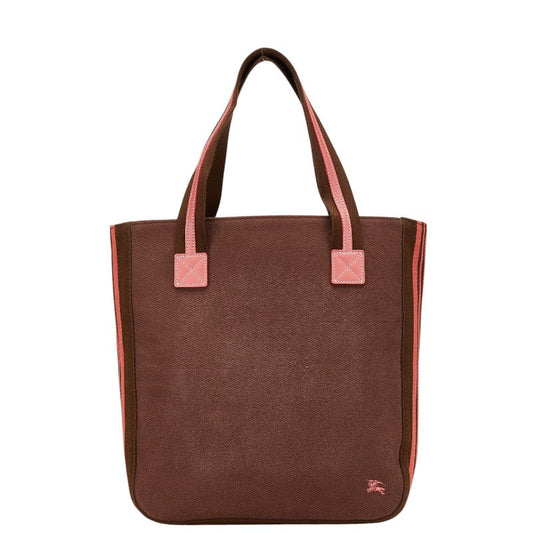 Burberry Logo Canvas Leather Tote Bag
