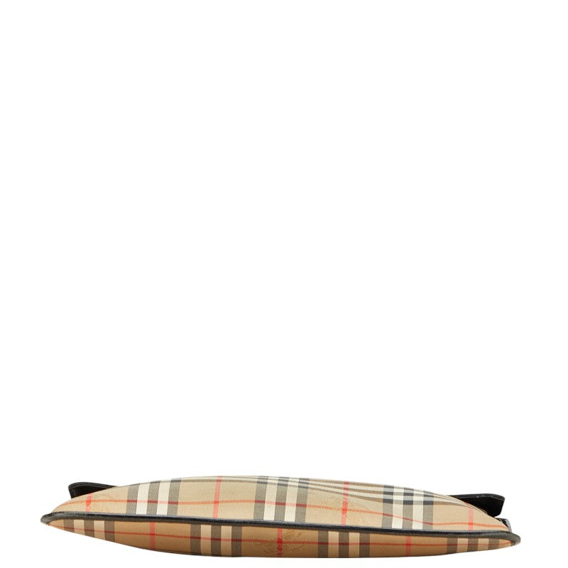 Burberry Shadow Horse Nova Check Canvas Leather Clutch Bag