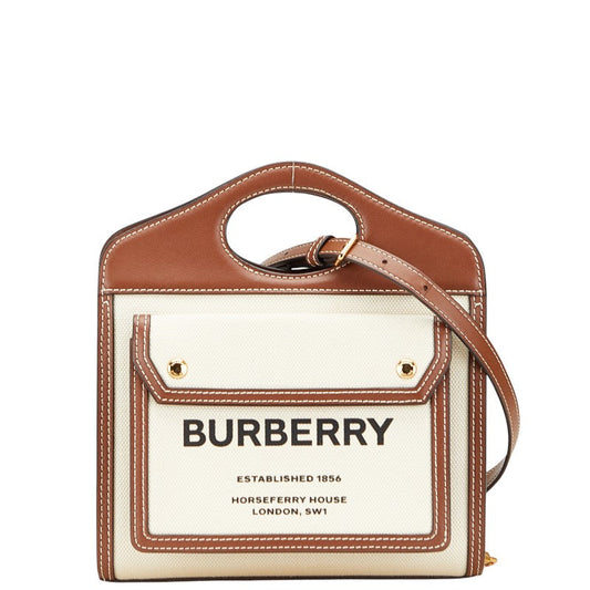 Burberry Mini Two-tone Pocket Bag Cotton Canvas Leather 2way bag