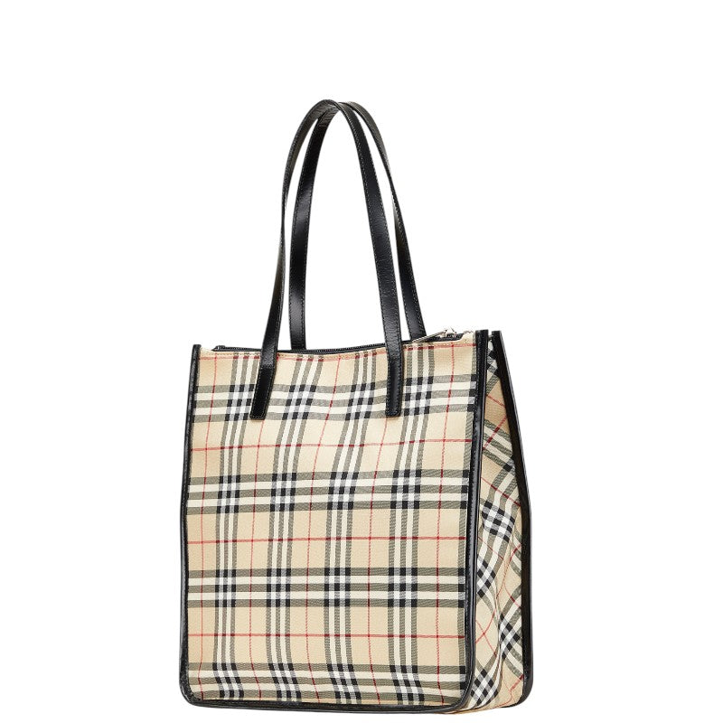 Burberry Nova Check Nylon Leather Tote Bag