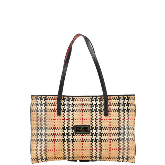 Burberry Nova Check Woven Leather Handbag