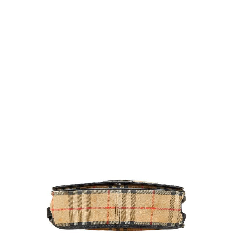 Burberry Nova Check Shadow Horse Canvas Leather Shoulder Bag