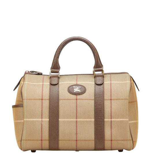 Burberry Check Canvas Leather Handbag