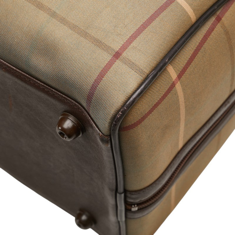 Burberry Check Canvas Leather Boston Bag