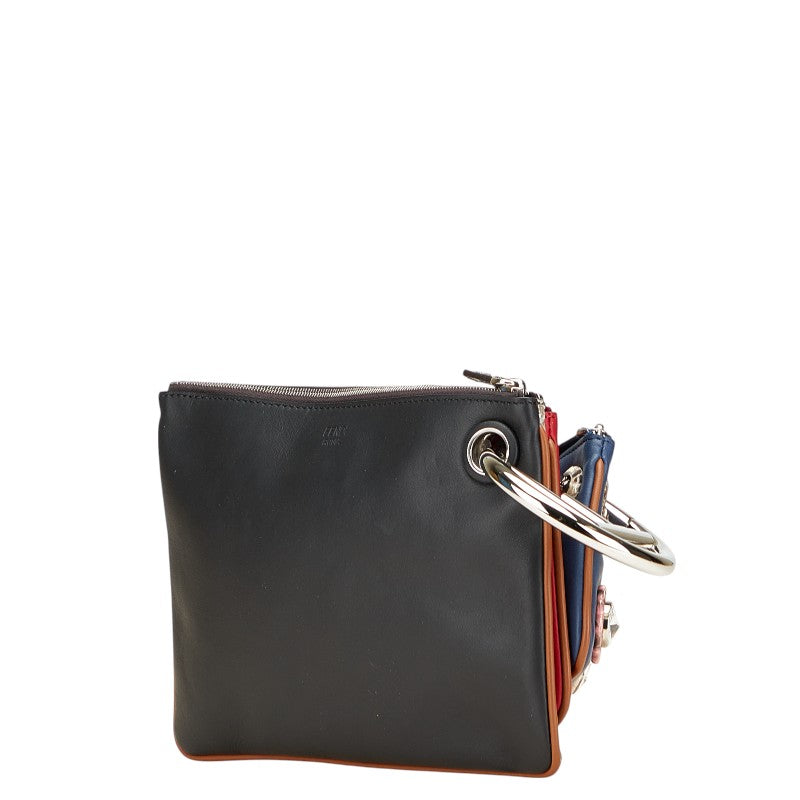 Fendi Zucca Mini Croissant Canvas Leather Handbag