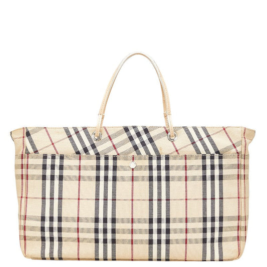 Burberry Nova Check Canvas Leather Tote Bag