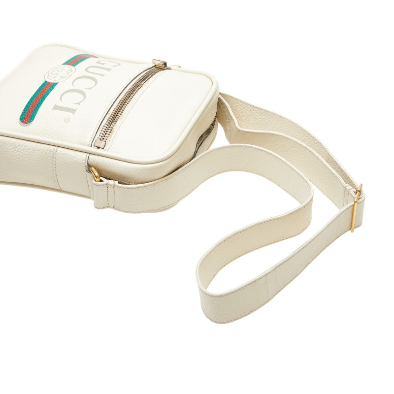 Gucci Logo Print Leather Shoulder Bag