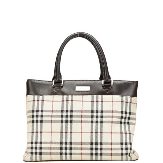 Burberry Nova Check Canvas Leather Tote Bag