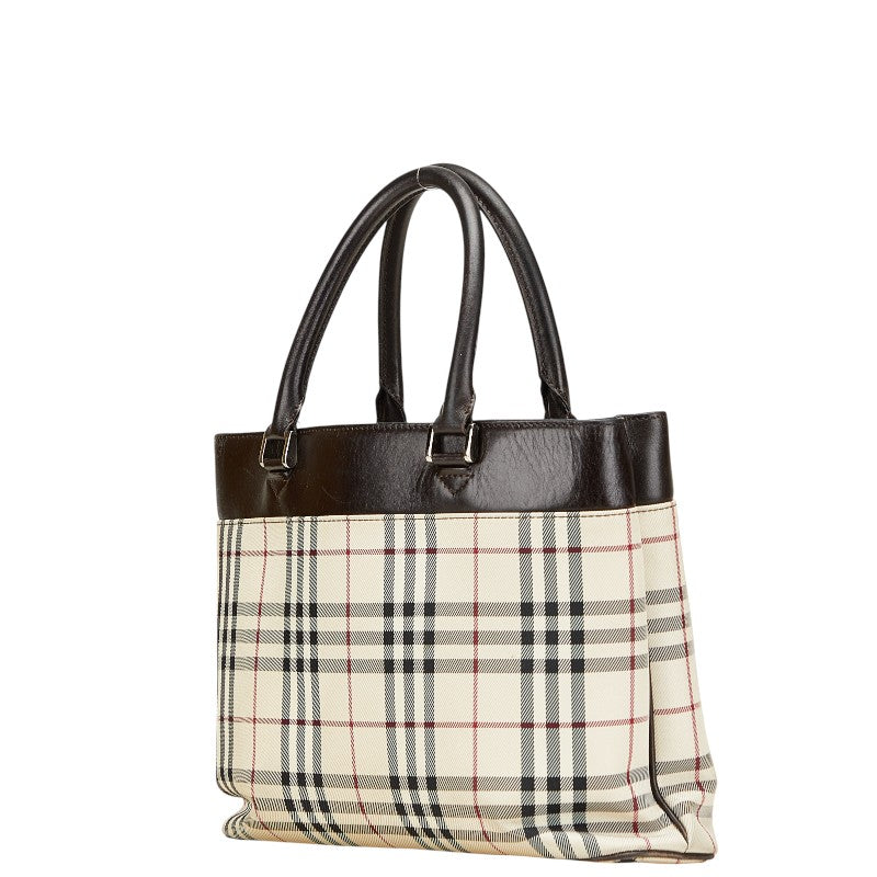Burberry Nova Check Canvas Leather Tote Bag