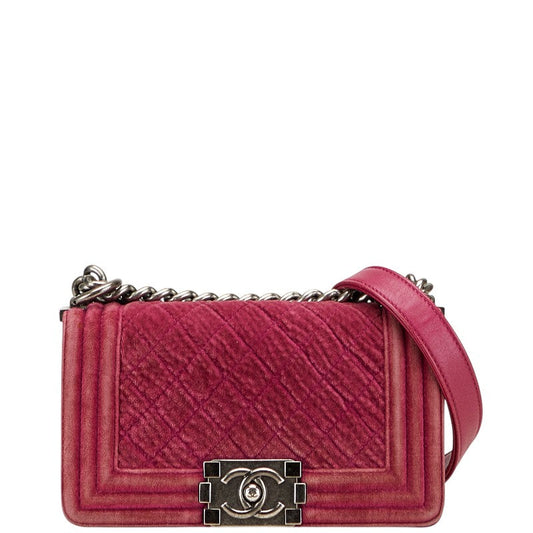 Chanel Boy Chanel Velour Leather Shoulder Bag