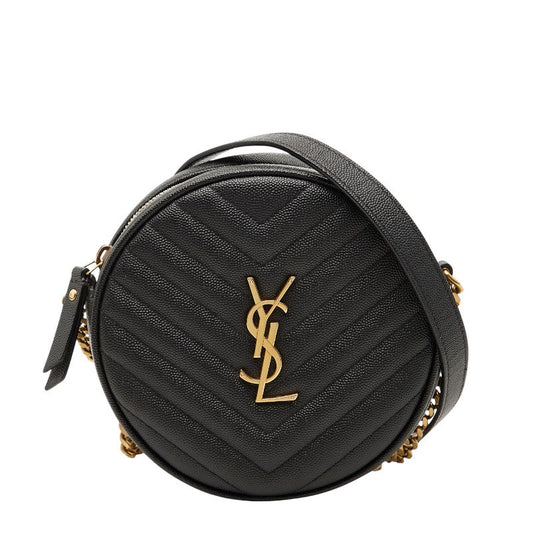 Saint Laurent Vinyle YSL Logo Calfskin Chain Shoulder Bag