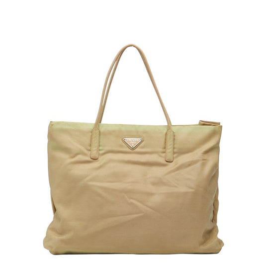 Prada Triangle Logo Plate Nylon Tote Bag