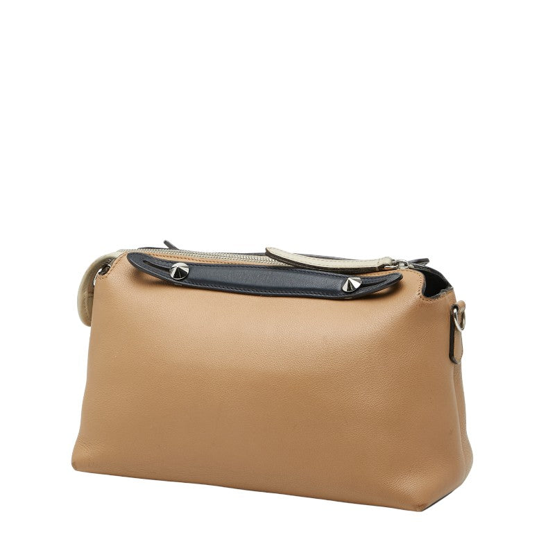 Fendi Zucchino Canvas Leather Shoulder Bag