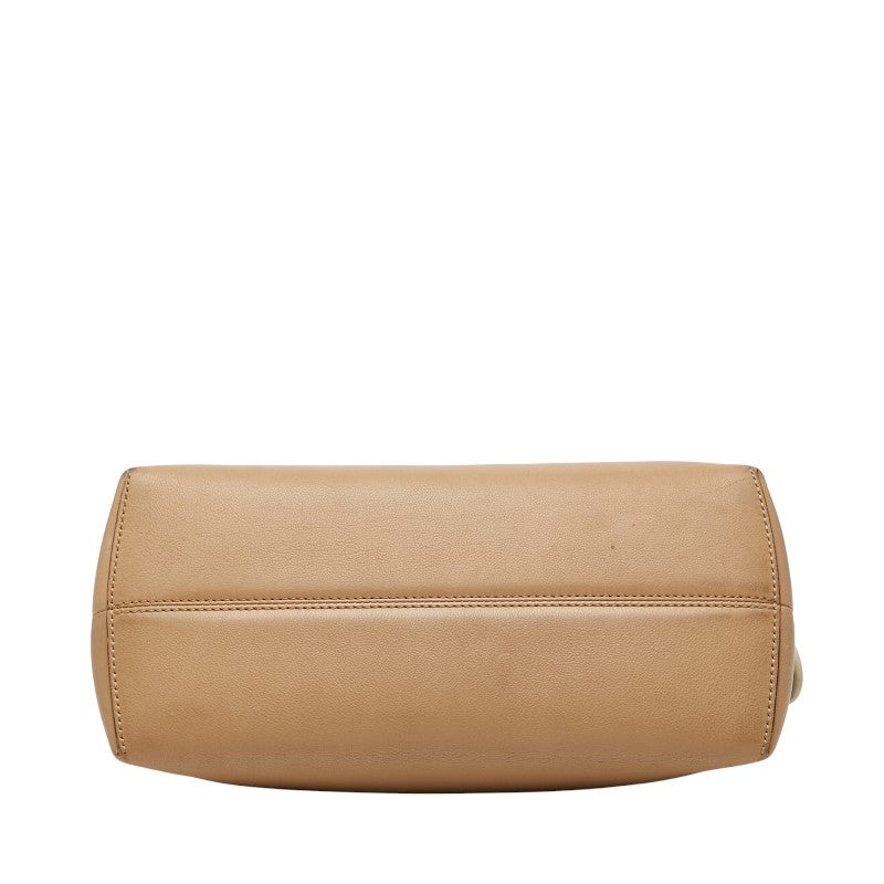 Fendi Zucchino Canvas Leather Shoulder Bag