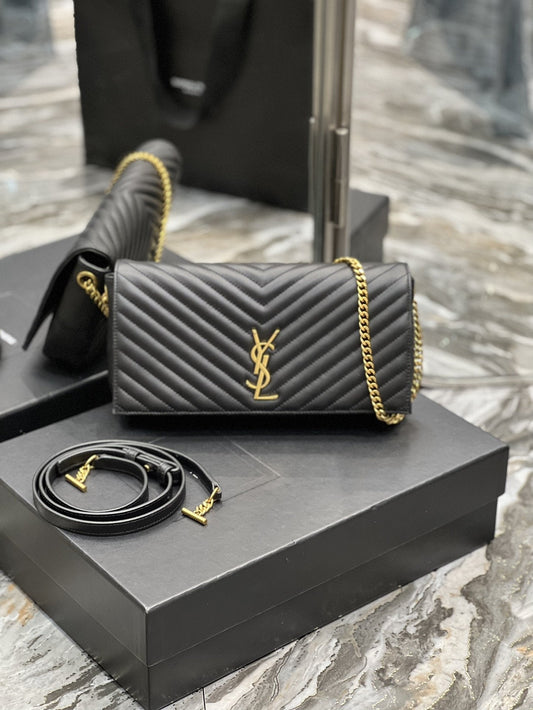 Yves Saint Laurent Kata Chain Bag Black With Gold Hardware.2in/