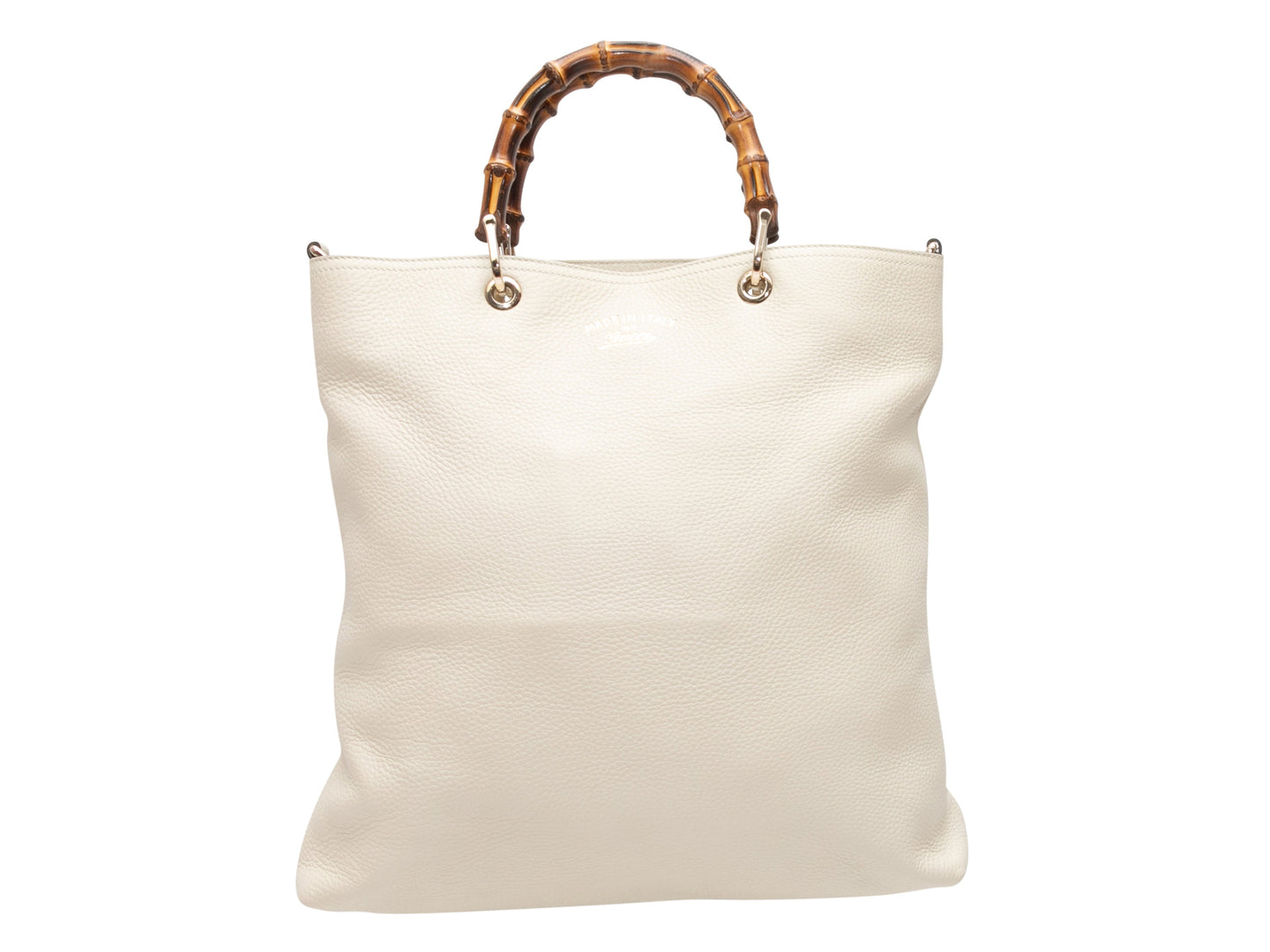 Gucci Bamboo White Leather Tote