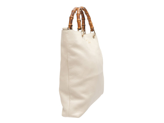 Gucci Bamboo White Leather Tote