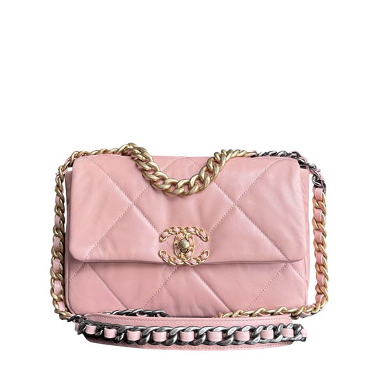 Chanel 19 Bag Small - C19 Sakura Pink Quilted Goatskin Two-tone Hardware Series 29