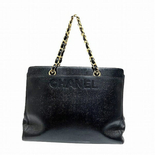 Chanel Caviar Skin Logo Embroidery Chain Handbag