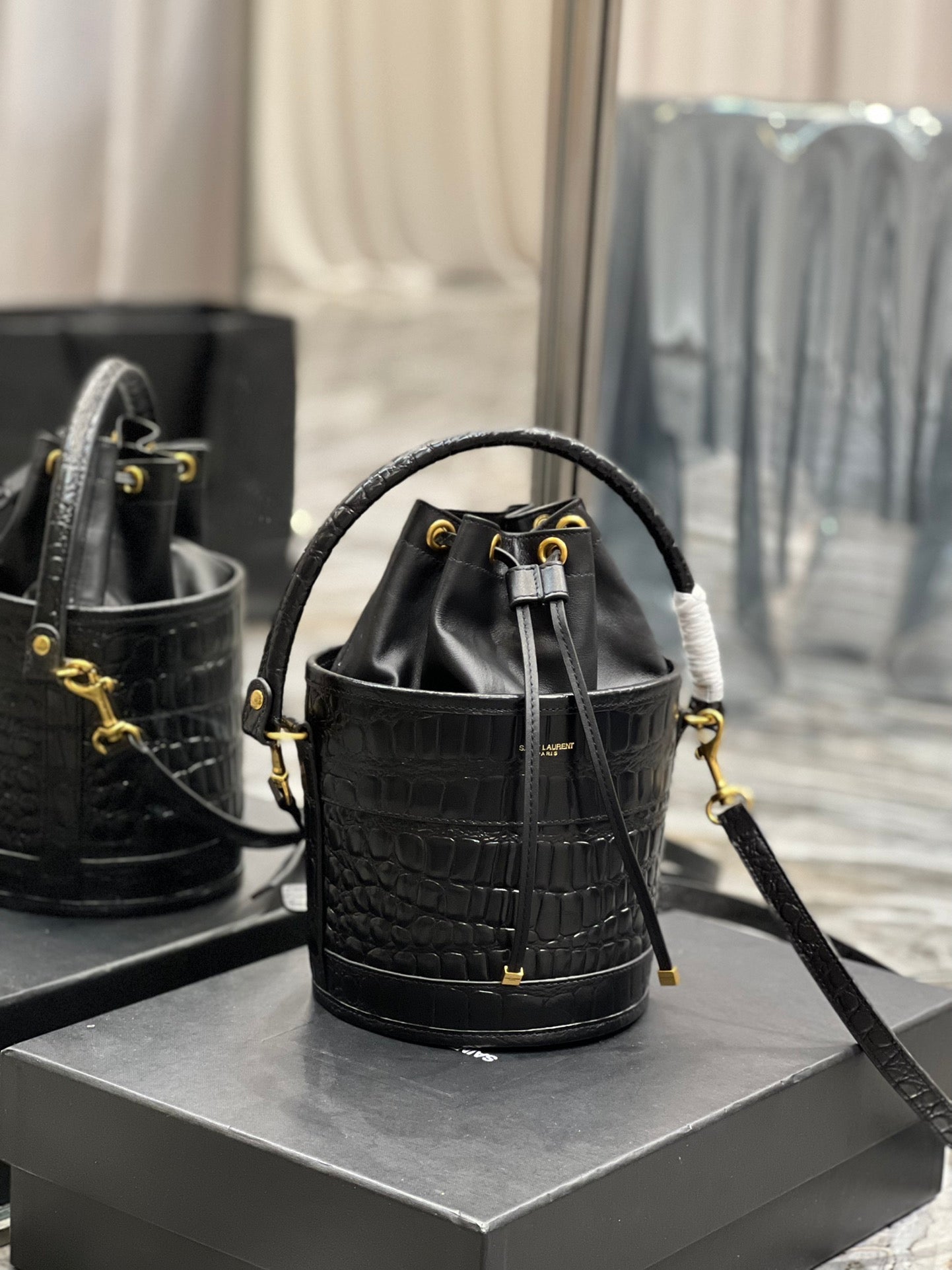 Yves Saint Laurent Bahia Small Bucket Bag Black