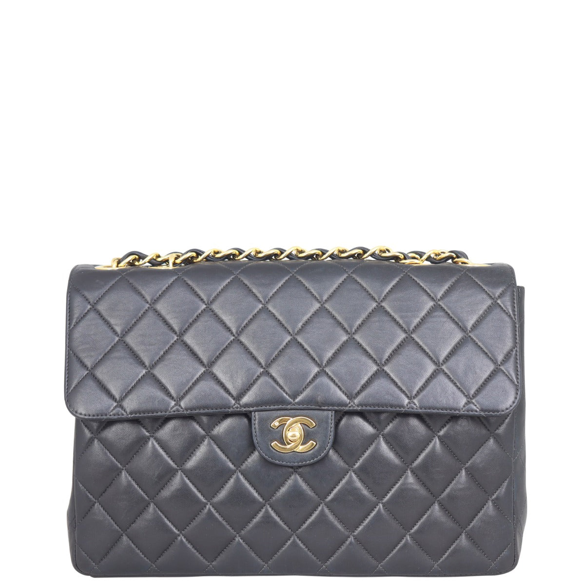 Chanel Classic Single Flap Jumbo |  Black Quilted Lambskin