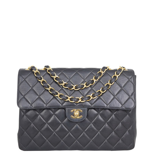 Chanel Classic Single Flap Jumbo |  Black Quilted Lambskin