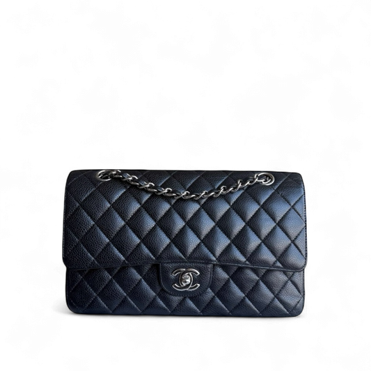 Chanel Classic Flap Medium - Caviar 25CM Quilted Grained Calfskin Black Silver Hardware Series 13
