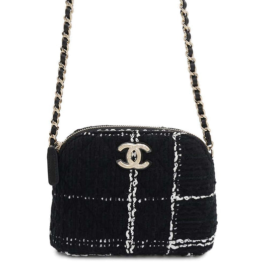 CHANEL PochetteChainShoulder Black Tweed